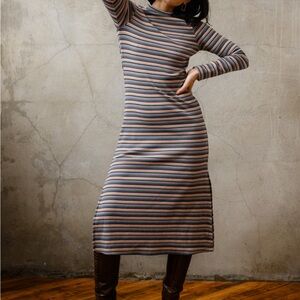 Able Multicolor Striped Long Sleeve Dress